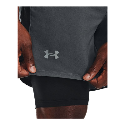 Shorts për meshkuj Under Armour Launch SW 2 in 1, madhësia 2XL, Pitch Grey Black Reflective