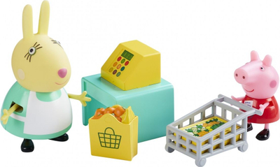 Set lodrash Peppa Pig, Peppa në pazar, 2 figura, supermarket, shumëngjyrëshe