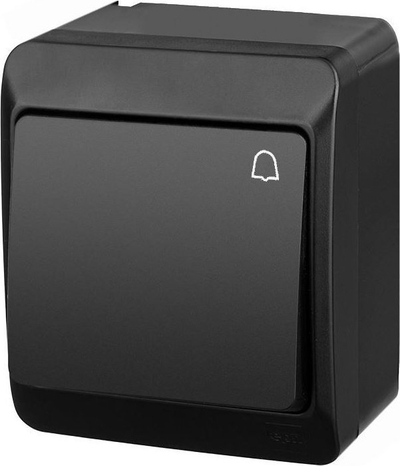 Buton zile Elektro-Plast HERMES 0337-09, montim sipërfaqësor, IP44, i zi