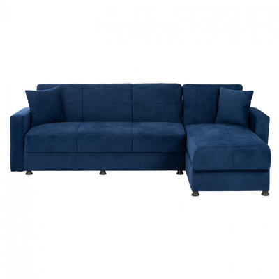 Divan krevati këndor HM3135.08, me depo, 246x153cm, blu