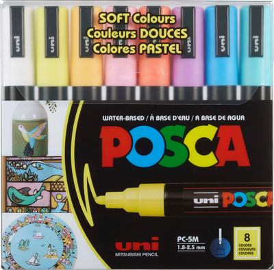 Set markerë POSCA Round Tip, 8 copë, 1.8 2.5mm, ngjyra pastel