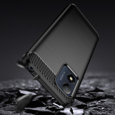 Mbrojtëse telefoni Motorola Moto E13 Carbon, gome TPU e butë, që s’i hyn gjë nga goditjet, e zezë