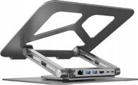 Stendë laptopi Unitek, USB C, HDMI 4K, PD 100W, gri