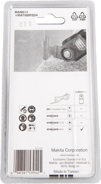 Teh diamanti gjysmë-rreth Makita B-66525, 68mm, për vegël multifunksionale, i zi