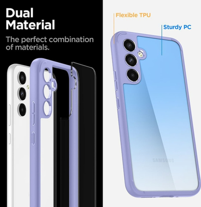 Mbulesë telefoni Spigen Ultra Hybrid për Samsung Galaxy A54 5G, transparente, kornizë TPU, vjollcë