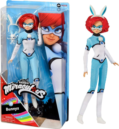 Кукла Miraculous Playmates Bunnyx, 26 cm, со додатоци, многубојна