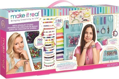 Set për boçe bizhuterish Make It Real Mega Jewelry Studio Kit, deri nja 50 copë, shumëngjyrësh
