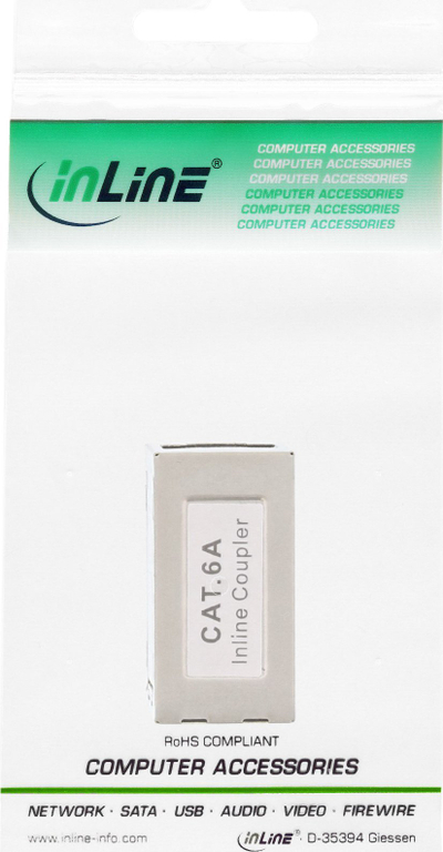 Adaptor rrjeti InLine Cat.6A, 2x RJ45 F F, i blindum, metalik, argjendtë