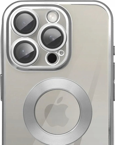 Mbrojtëse telefoni OEM Glam Case, për iPhone 16 Pro, transparente, argjendtë
