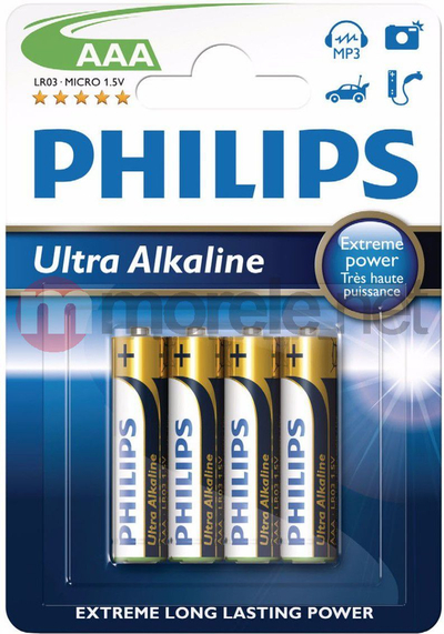 Bateri Philips Ultra AAA / R03, 1.5 V, 4 copë