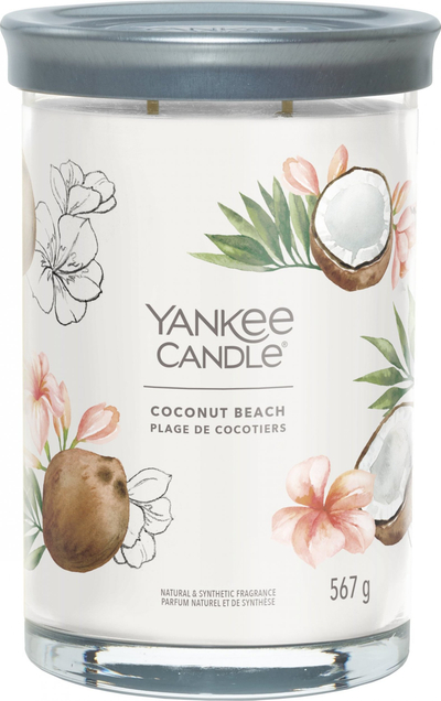 Qiri aromatik Yankee Candle Coconut Beach Signature Large Tumbler, 567g, era frutash tropikale, i bardhë