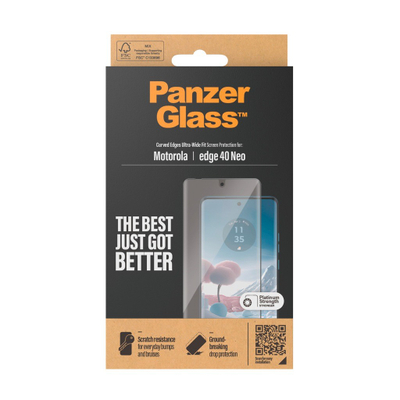 Xham mbrojtës PanzerGlass Curved Edges Ultra Wide Fit për Motorola Moto Edge 40 Neo, transparent