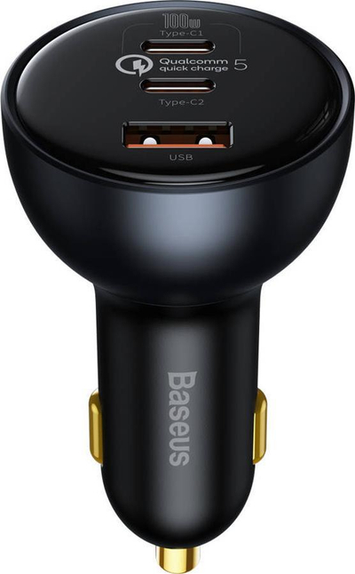 Karikues Baseus TZCCZM-0G, 1x USB A 2x USB C, 5 A, gri