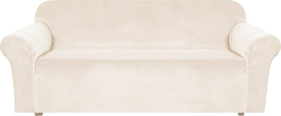Mbulesë divani velour, elastike 3 ulëse, universale 190–230 cm, bezhë