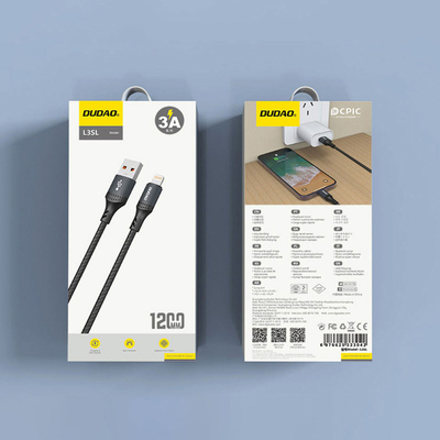 Kabllo USB Dudao L3SL, USB A në Lightning, 1.2m, 30W, e zezë