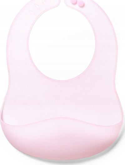 Babero BabyOno Ultra-thin, silikon, nga 6 muaj, rozë