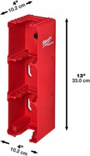 Mbajtës baterish Milwaukee Packout, për 4 bateri, për mur, i kuq