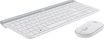 Set tastierë + maus Logitech MK470 Slim Wireless Combo, US, i bardhë