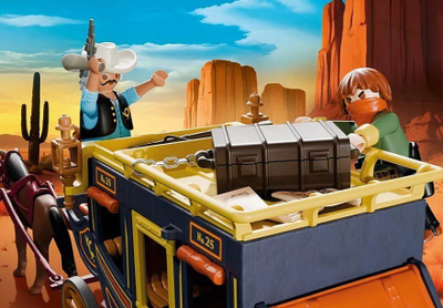 Set lojërash Playmobil Wild West Stagecoach, 3 figura, 2 kuaj, shumëngjyrësh