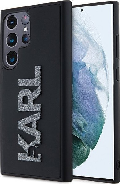 Маса за телефон Karl Lagerfeld 3D Rubber Glitter Logo за Samsung Galaxy S24 Ultra, против удари, црна
