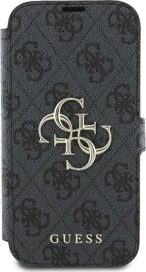 Këllëf telefoni Guess GUBKP16X4GMGGR, Book 4G Metal Logo, për iPhone 16 Pro Max, i zi