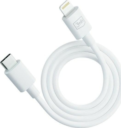 Kabllo USB 3MK Hyper, USB C me Lightning, 1.2m, e bardhë