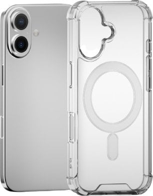 Kapak telefoni 4smarts Hybrid Case Ibiza për iPhone 16, me MagSafe, i fortë ndaj goditjeve, transparent