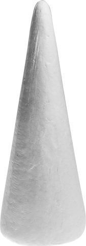 Stiropor dekorativ për pem Krishtlindjeje, kon 25cm, set 6 cop, i bardh