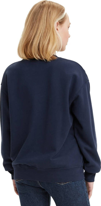 Bluzë sweatshirt Levi's Standard Crew, 100% pambuk, me mëngë t’gjata, blu e errët
