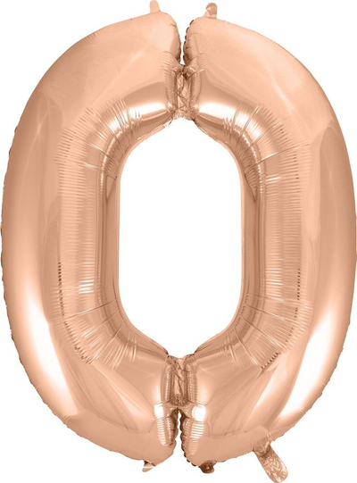 Balon GoDan "0", 92 cm, rozë me të artë