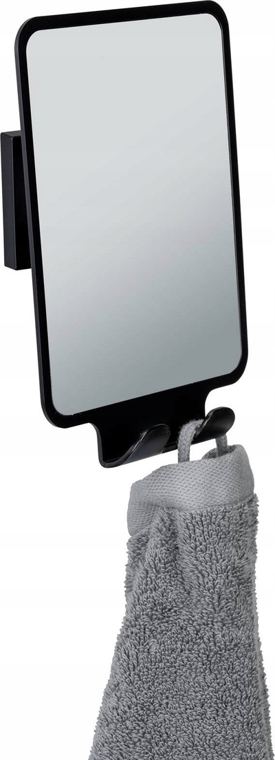 Pasqyrë banjoje WENKO Vacuum-Loc Quadro, anti-avull, vihet pa shpim, e zezë