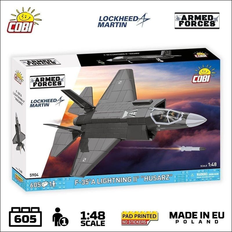 Set lodër ndërtimi COBI Armed Forces F-35A Lightning II HUSARZ, model avioni luftarak, shumëngjyrësh