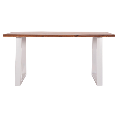 Tavolinë ngrënie Montana HM8336.12, dru akacie 4cm, 160x90x77cm, këmbë të bardha
