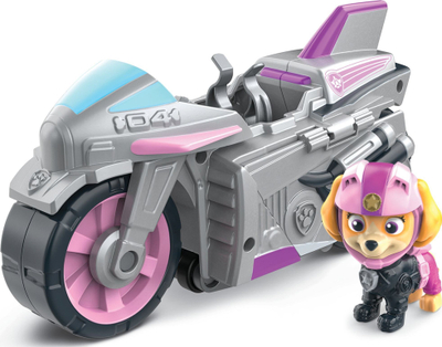 Lodër Paw Patrol Moto Pups Skye Deluxe Vehicle, motor me figurinë, gri rozë