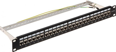 Panel për Switch Delta Patch 24x RJ-45, i zi