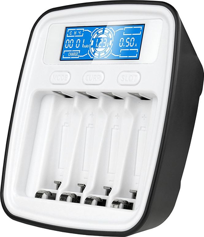 Karikues baterish EverActive NC-1000M, 4 kanale, ekran LCD, gri