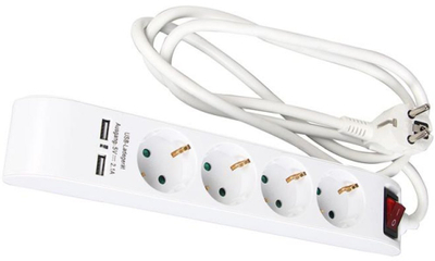 Prizë zgjatuese ATR 059134, 4 dalje, 2x USB, 1.4m, me çelës