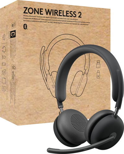 Слушалки без жица Logitech Zone Wireless 2, Bluetooth 5.2, со микрофон, графит