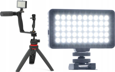 Set vllogingu Digipower Super Star Essential, mikrofon edhe dritë LED, tripod për telefon, i zi