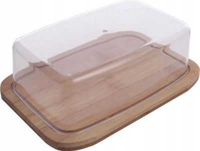Enë për gjalpë 5five Butter Dish, bazë bambuje, kapak transparent, ngjyrë natyrale