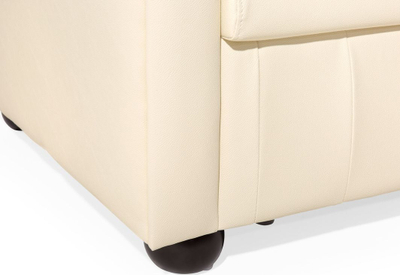 Divan Chesterfield 3 vende, lëkurë natyrale, 195 cm, bezhë