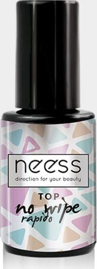 Top coat për manikyr hibrid NEESS No Wipe Rapido, 4ml, transparent