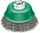 Furçë kupë Milwaukee M14 65mm, tel inoks i dredhur, jeshile
