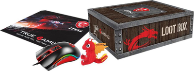 Set gaming MSI Loot Box Kit M92, maus RGB me mouse pad, me varese çelsash dragoi, i zi