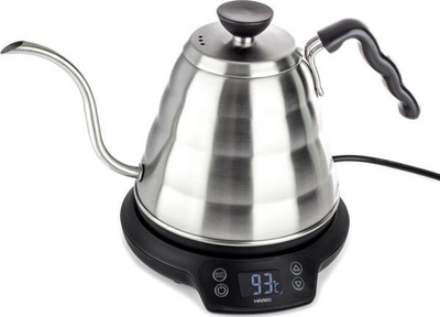 Ibrik elektrik Hario V60 Power Buono, me rregullim temperature, çelik inox, ngjyrë argjendtë