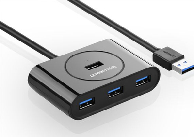 Hub USB Ugreen, 4 porta, USB 3.0, kabllo 50 cm, i zi