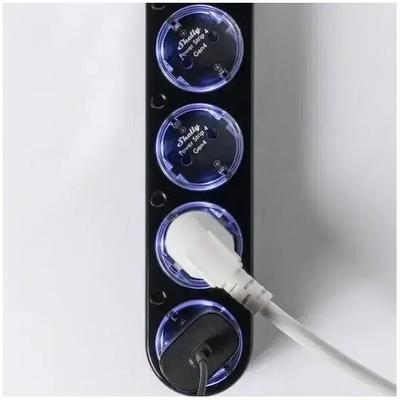 Prizë e zgjuar Shelly Power Strip 4 Gen4, me 4 dalje, Wi‑Fi, e zezë