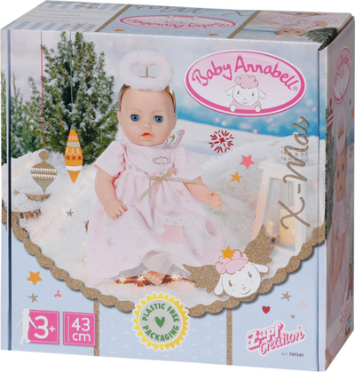 Veshje për kukull Baby Annabell Season X-Mas Outfit 707241, për kukulla 43cm, me krahë dhe aureolë, e artë