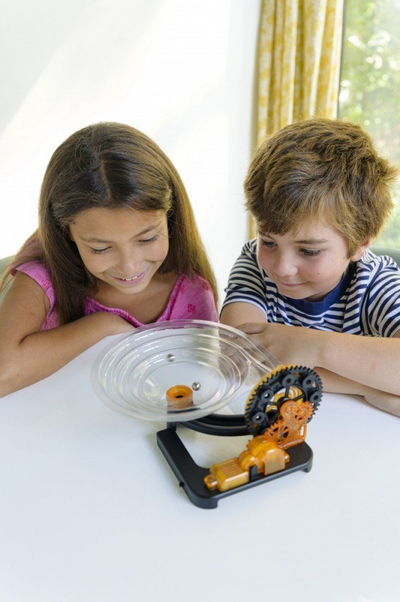 Lodër mësuese Kidzlabs Electric Marble Run, pistë mermeri me motor, për kalamaj