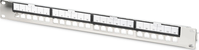 Patch panel Digitus Modular, 24 porta, për kabinet 19", metalik